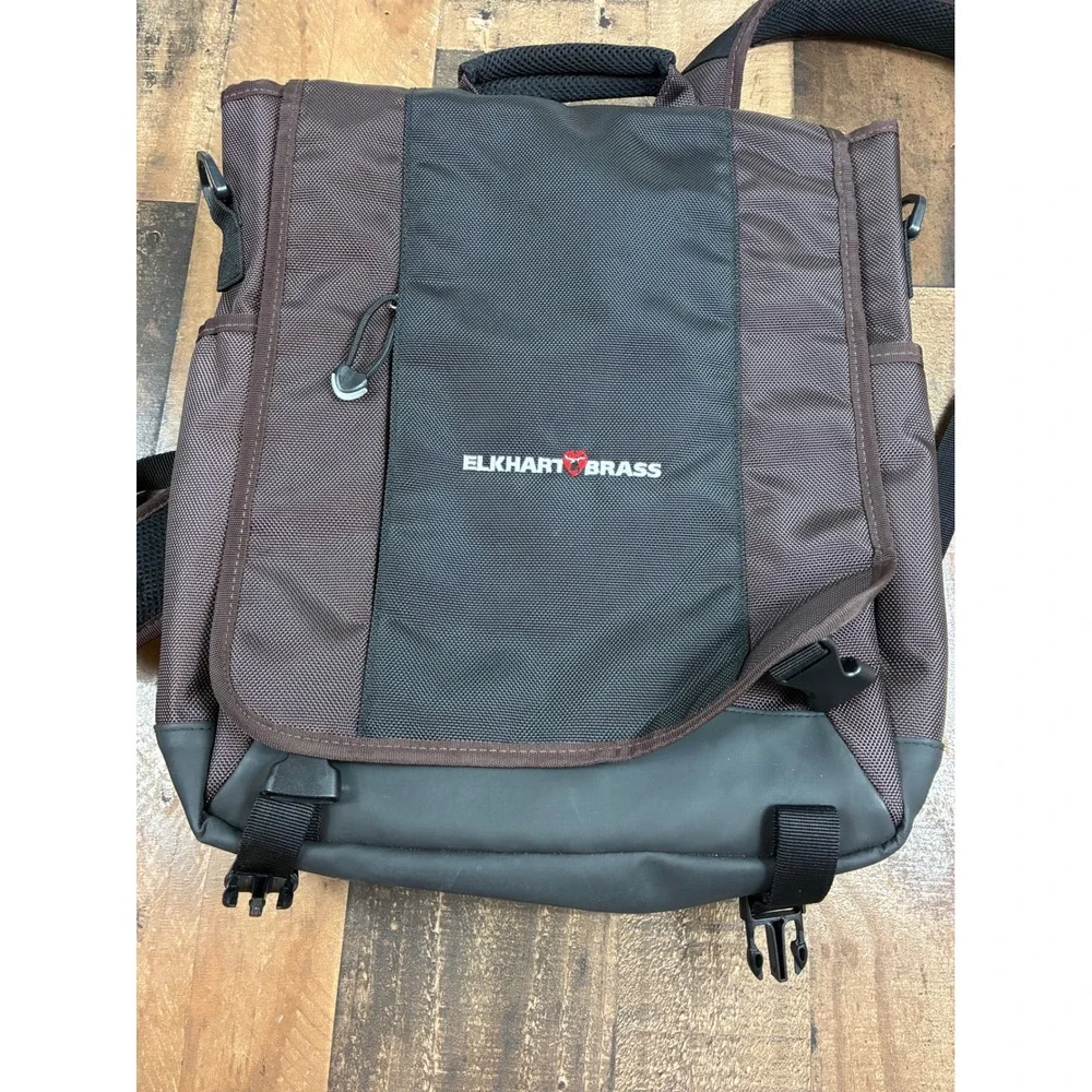 Elkhart Brass Messenger Bag Backpack Laptop Case‎ Brown Black Ballistic Nylon